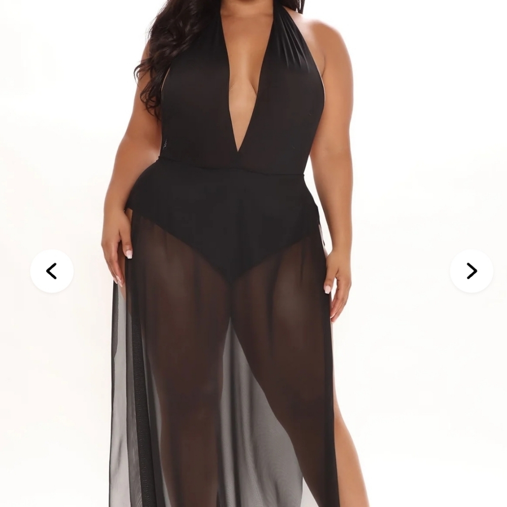 Fashion Nova Black Sheer Maxi Dress